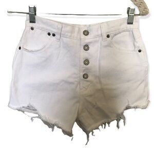 Moussy High rise raw hem denim jean shorts